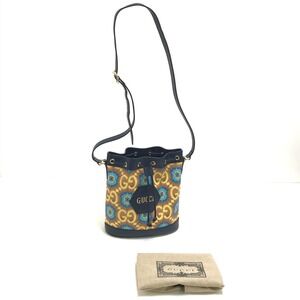 GUCCI Kaleidoscope Anniversary Drawstring Shoulder Bag Navy Blue